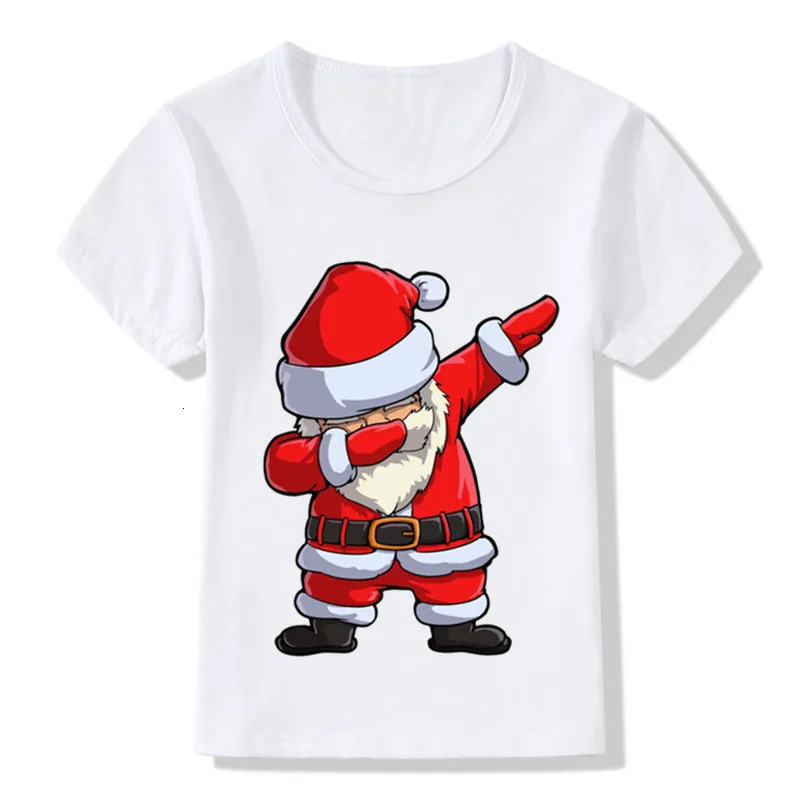 

Children Fashion Cartoon Cute Dabbing Santa Design Funny T-shirt Kids Baby Christmas Clothes Boys Girls Summer Tops Tees