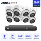 Система видеонаблюдения ANNKE 4K Ultra HD POE, 16 каналов, сетевой видеорегистратор с разрешением 8x8 Мп, стандартное освещение