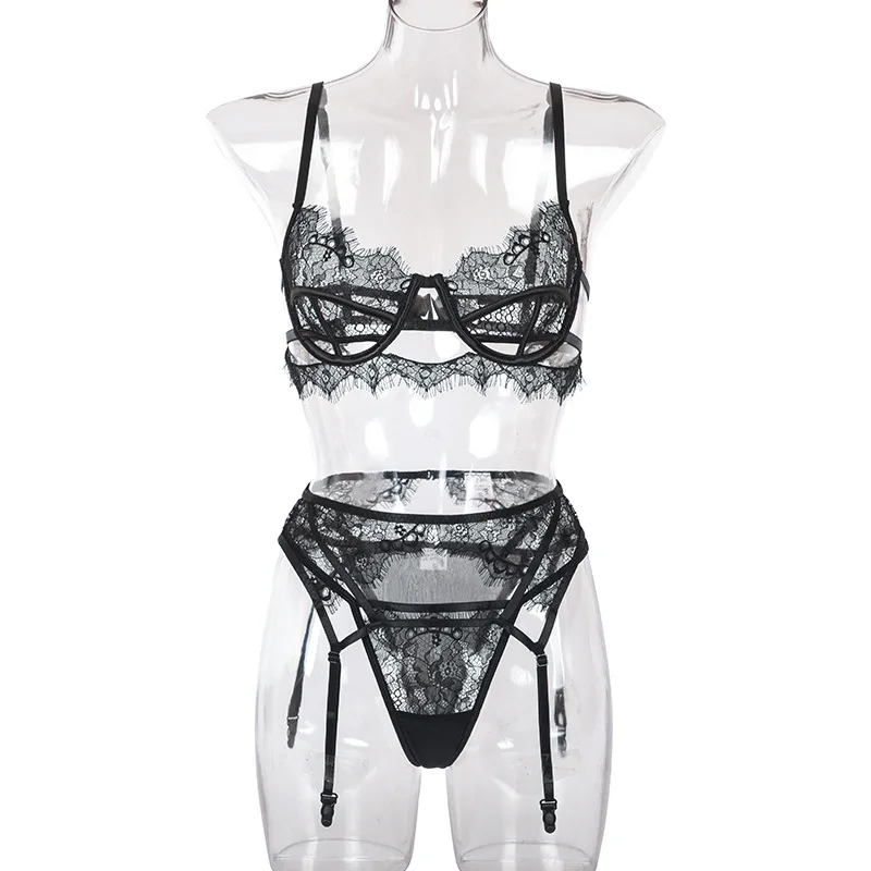 

Ellolace Sexy Lingerie Exotic Sets Sensual Lingerie Woman Hollow Out 3 Piece Set Underwear Women Exotic Apparel Lace Lingerie