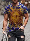 Футболка в стиле хип-хоп большого размера с принтом солнца, одежда с короткими рукавами, мужская летняя футболка с 3D принтом