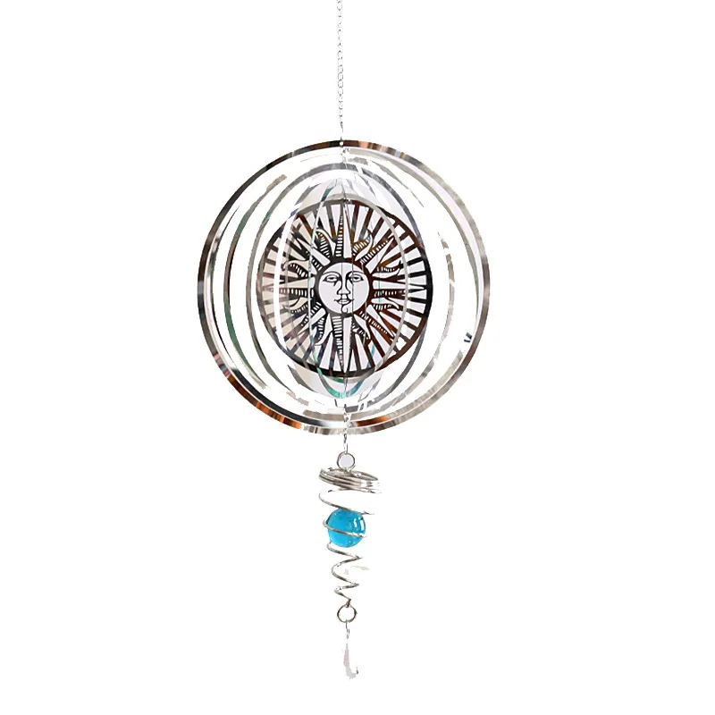 

Stainless Steel Metal Wind Spinner Indoor Outdoor Garden Decoration Crafts 3D Pattern Ornaments Rotating Hanging Decor