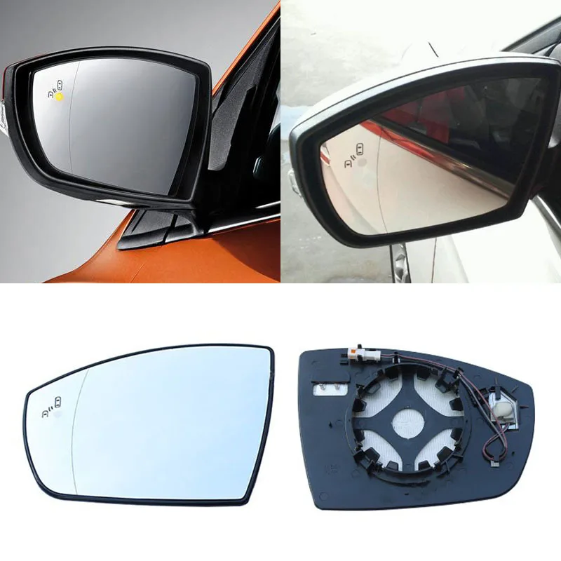 Roavia-espejo retrovisor lateral para Ford Escape Kuga, cristal con punto ciego, asistencia de advertencia, lente reflectora calentada, 13-19