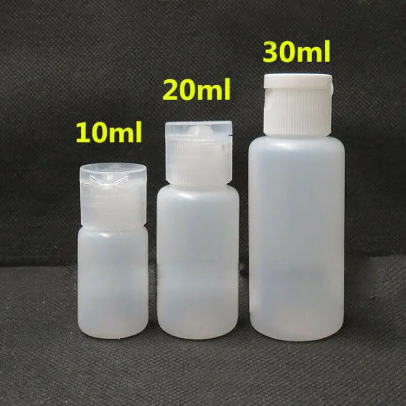 

30pcs 10ml/20ml/30ml Plastic Squeezable PE Flip Lid Lotion Bottles Cosmetic Sample Container Travel Liquid Refillable Vials Jar