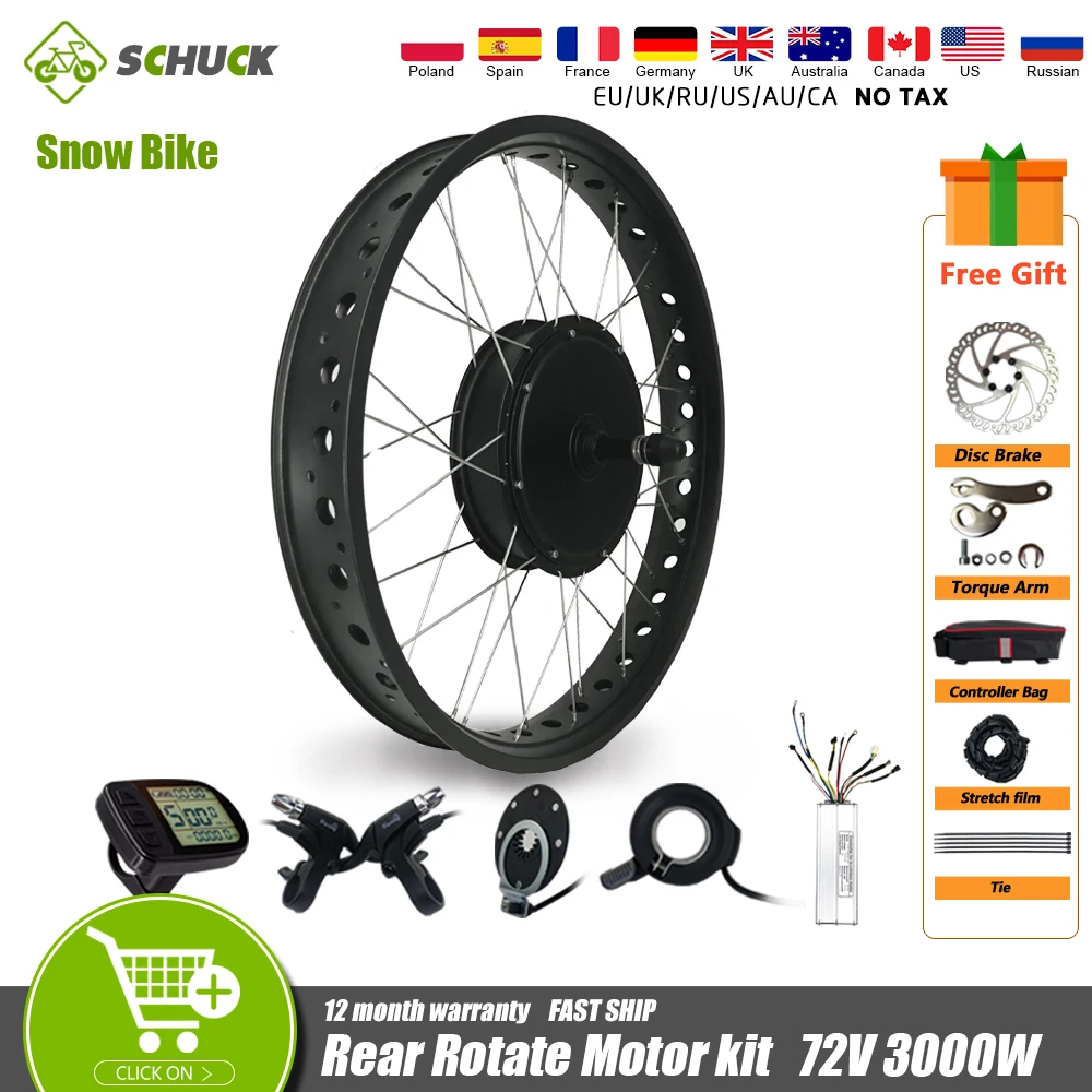 Фара для электровелосипеда в жира Conversion Kit 72V 3000W 20 26in 4 0 шины зимние двухколесного