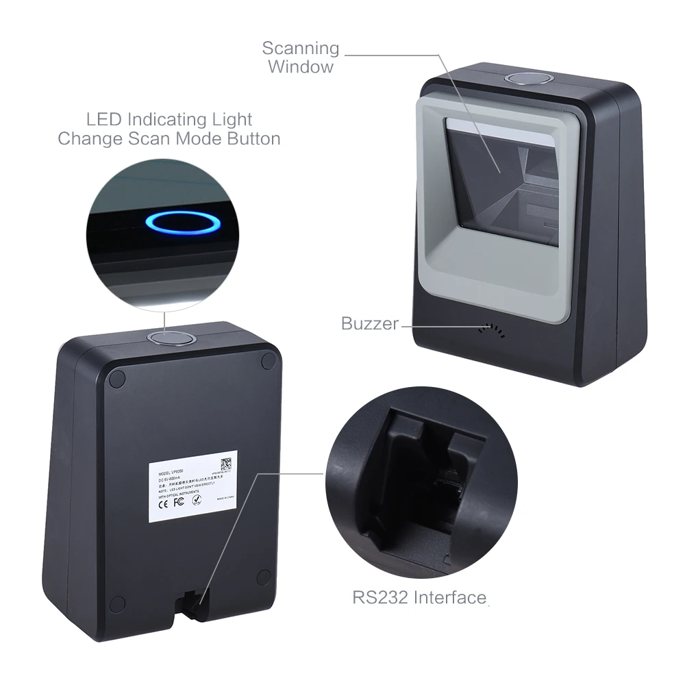 Wired Automatic Desktop 1D Barcode 2D QR Code Picture Scanner Reader Scanning Platform Hands-free | Компьютеры и офис