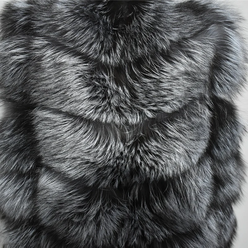 Winter Keep Warm Women Real Fox Fur Vest Casual Lady Genuine Silver Coat Sleeveless Drano  70 90 CM Clothing Free Shipping