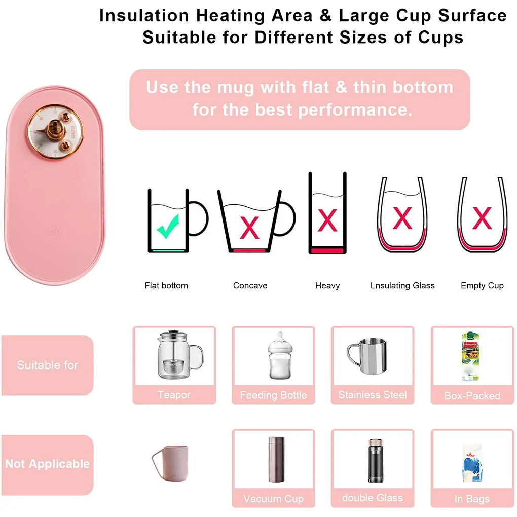 Calentador de tazas de caf&eacute; USB, calentador de tazas de t&eacute; el&eacute;ctrico port&aacute;til, estera de taza de agua para el hogar y la Oficina,-3