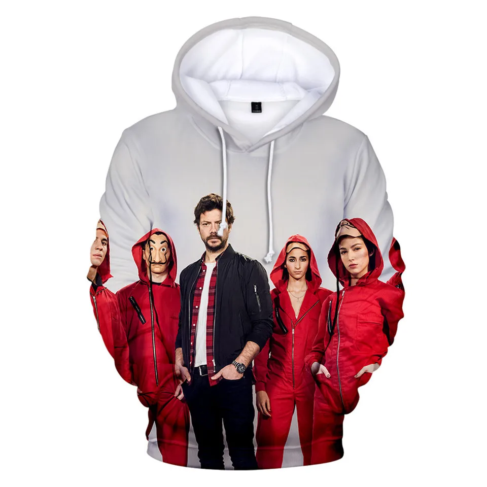 Забавные мужские толстовки с капюшоном La Casa De Papel толстовка 3D принтом детский