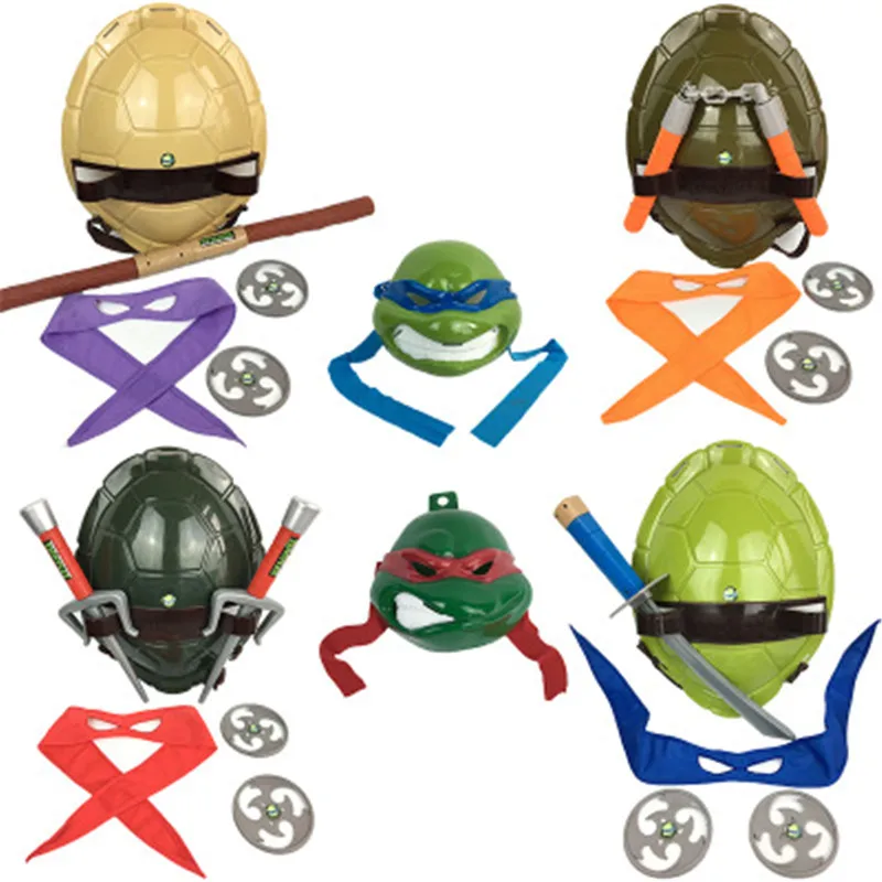 Figuras de acción de la película de dibujos animados para niños, figuritas de Ninja, tortugas, armas de armadura, Leo, Raph, DonFigure, accesorios de concha para Cosplay, regalo