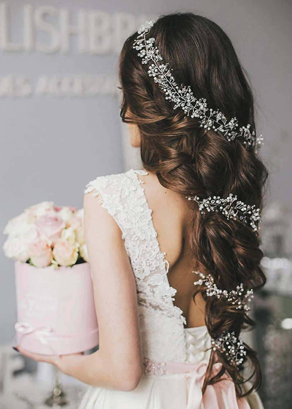 

Romantic Wedding Hair Vine Bridal hair accessory Bridal Headpiece Handmade Pearls Long Crystal Beaded