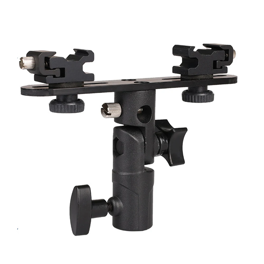 

JINTU Dual Camera Flash Bracket Umbrella Holder for Canon Nikon Sony Speedlite Camcorder Recorder Microphone, Monitor Hot Shoe