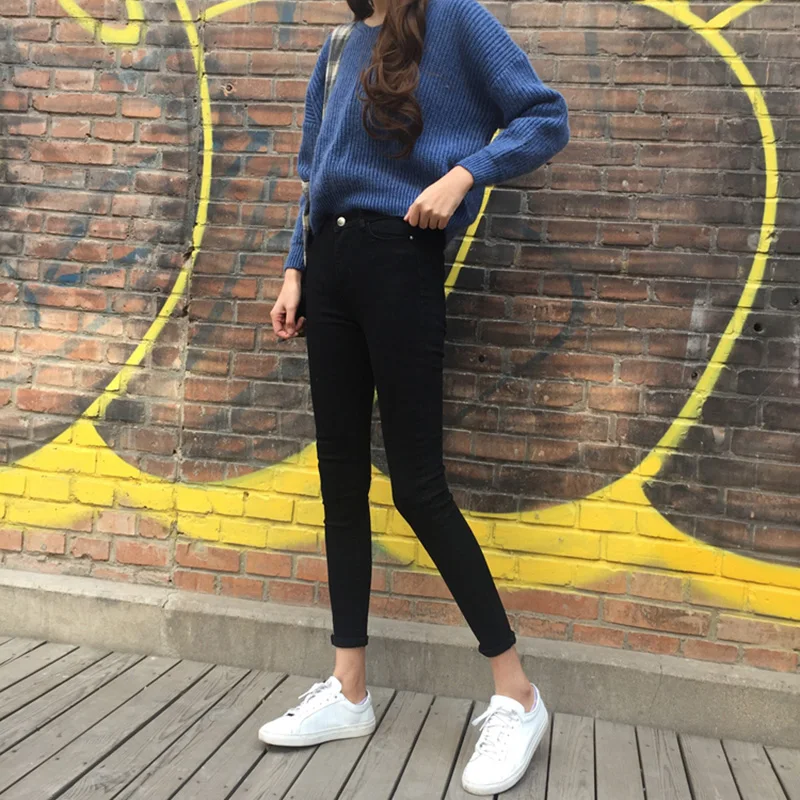 Джинсы Женские однотонные облегающие элегантные s джинсы карандаш до щиколотки