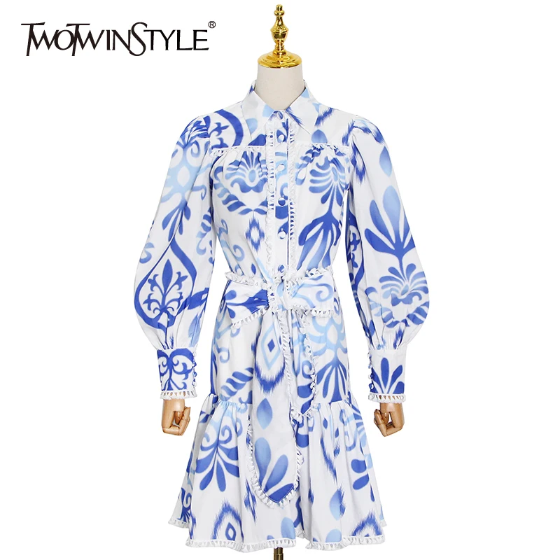 

Женский винтажный комплект из двух предметов TWOTWINSTYLE, короткий топ с отложным воротником и длинными рукавами, мини-юбка с высокой талией, мод...