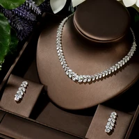 hibride luxury leaf design aaa cubic zirconia women jewelry sets wedding bride dress party accessories wholesale price n 1461