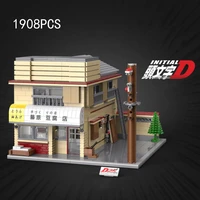 initial d anime build block 124 scale scene architecture city street view fujiwara tofu store toyota ae86 model toy collection