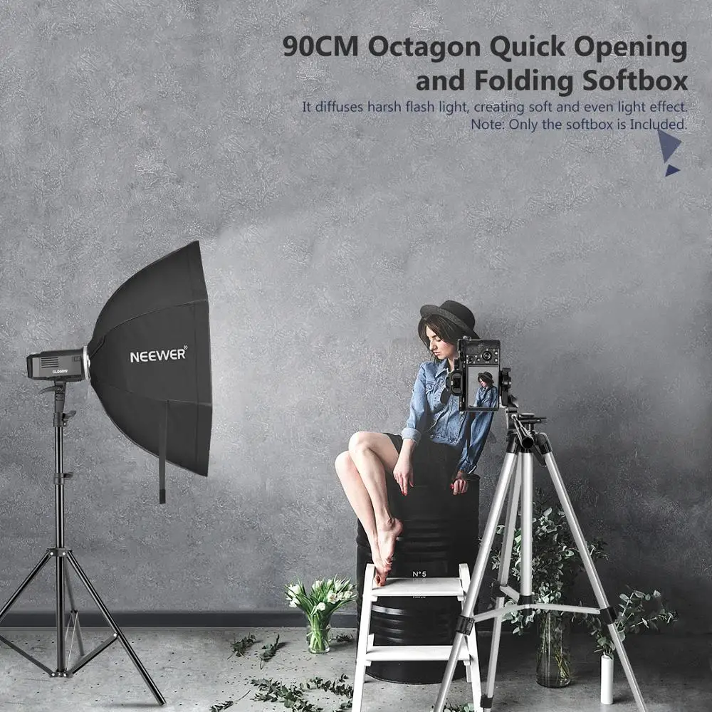 

Neewer 36 Inches Octagon Quick Softbox with Bowens Mount, Removable Diffusers for Photography Studio Speedlite Flash Monolight