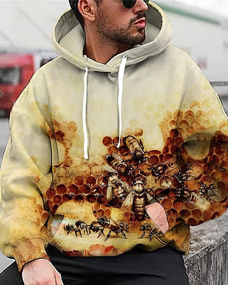 

2021 New Men's Hoodie Honeycomb 3D Printing Streetwear Pullover Long Sleeve Men's Sweatshirt Hooded Jacket