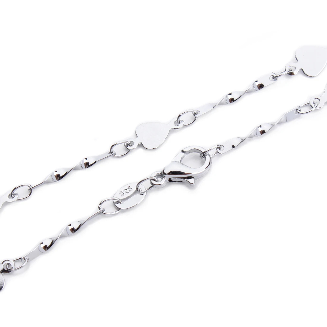 

Silver Color 5pcs/lot Metal Copper Link Chains Bulk Heart Charms Chain With Lobster Clasps Diy Necklace Jewelry Accessories