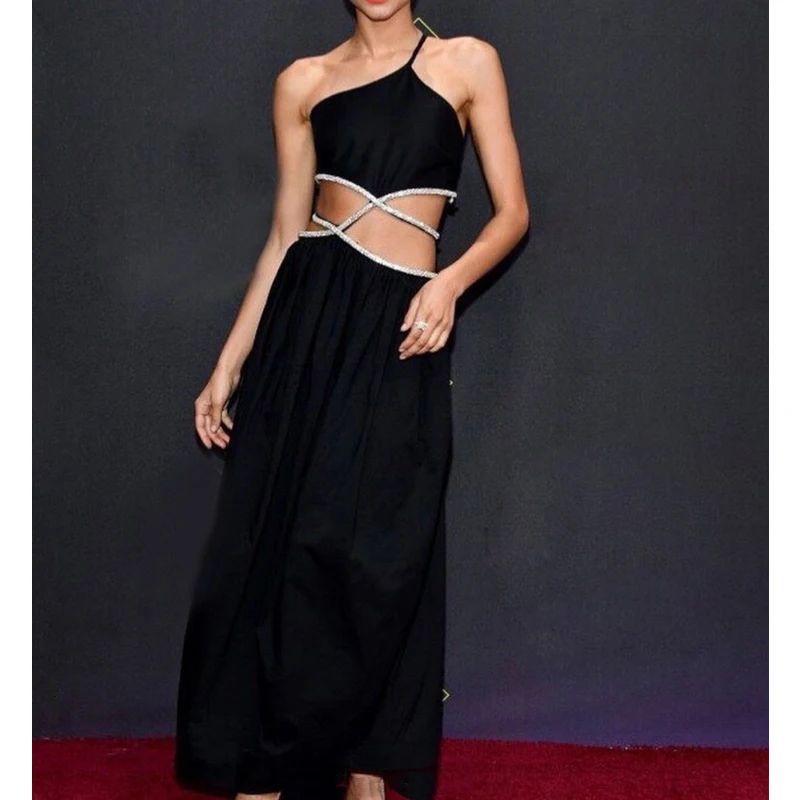 

Новинка 2021, Ранняя осень 8,20, роскошные модные пикантные вечерние платья со стразами, раскрывающее талию платье для женщин