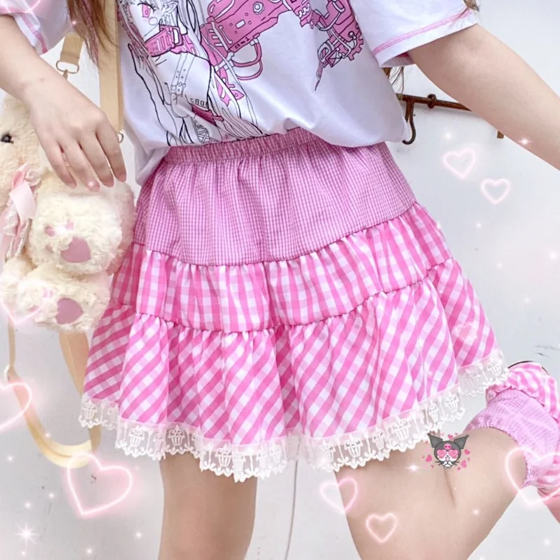 

Sweet Lolita Style Mini Skirts Women Harajuku Cute Preppy Style Jk Short Skirt Japanese Girls Sexy Punk High Waist Tiered Skirt