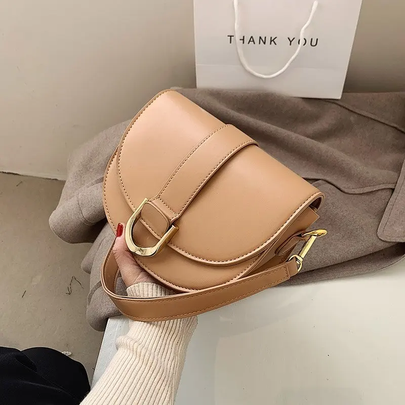 

Luxury Design Woman Bag Flap Small Shoulder Bag Vintage Saddle Crossbody Bags For Woman Messenger Purse Solid Color Clutches