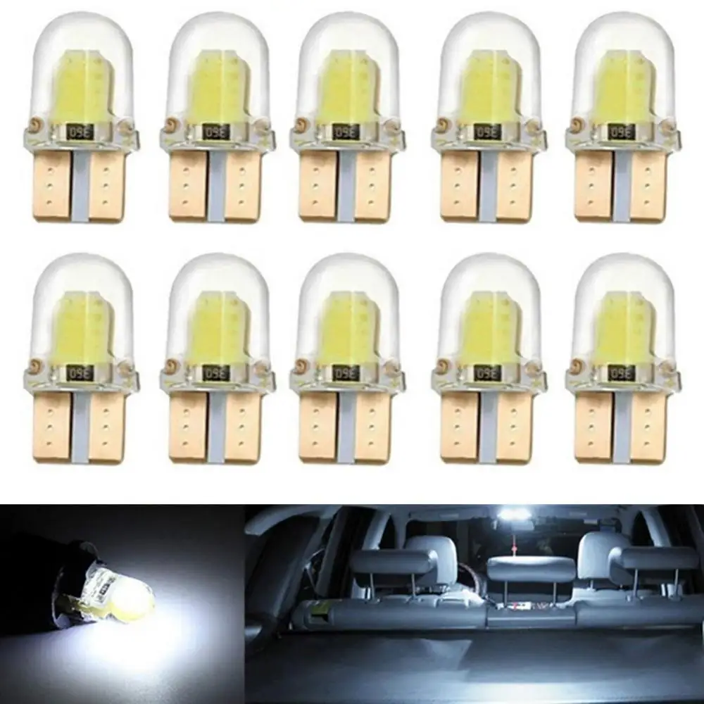 

10 шт., автомобильные светодиодсветодиодный лампы T10 W5W COB Canbus