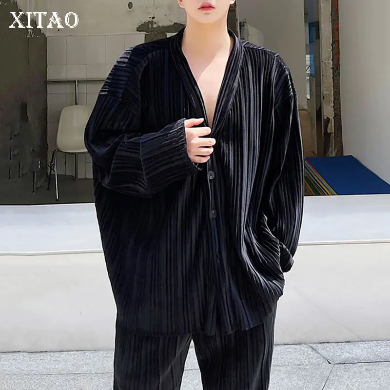 

XITAO Two Piece Set Women Fashion Full Sleeve Minority Single Breast Top Elastic Waist Full Length Pants 2021 Style WMD2139