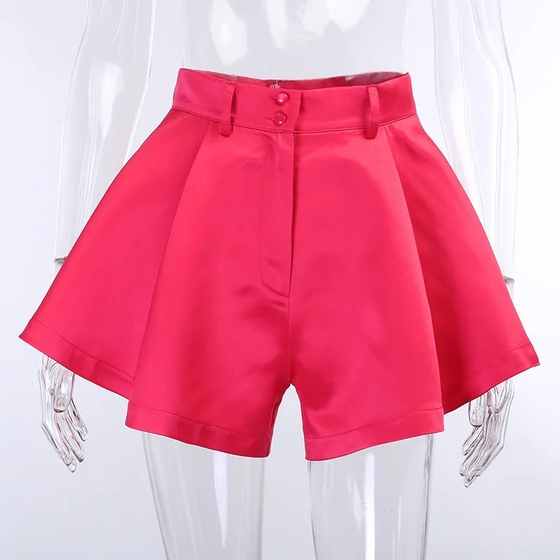 

BOOFEENAA High Waist Baggy Flare Shorts Women Summer 2020 Fashion Sexy Satin Skirts Shorts Wide Leg Short Pants C76-CC16