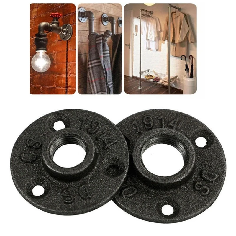 

1/2" Malleable Thread Floor Flange Iron Pipe Fittings Wall Mount Industrial