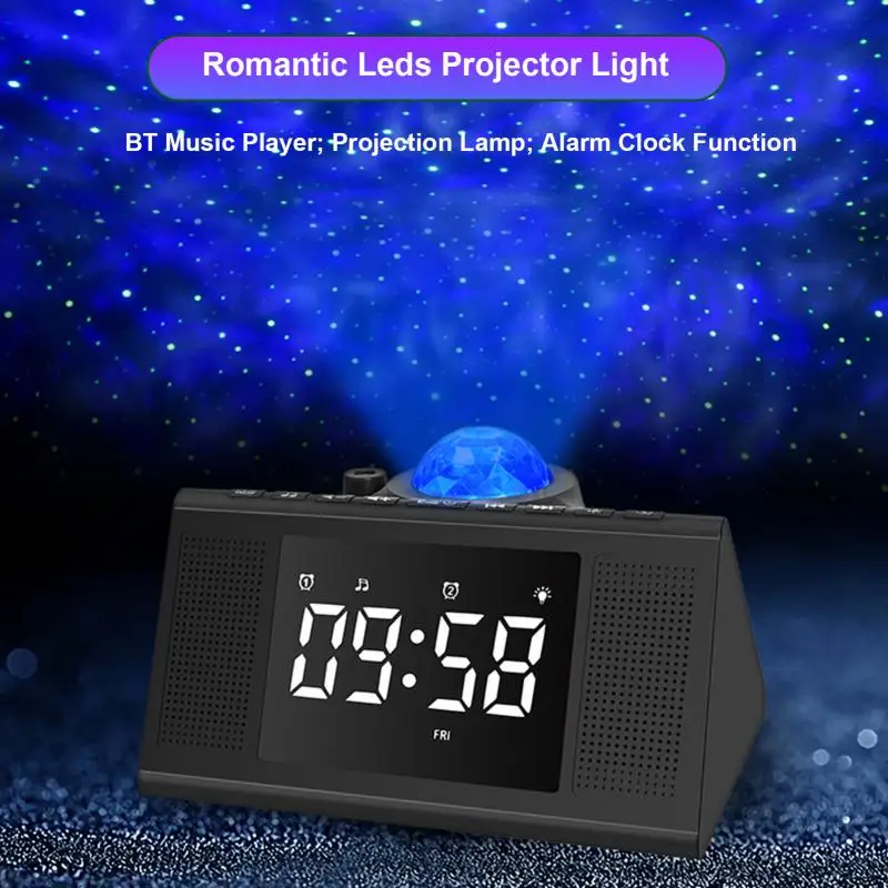 Проекционная лампа со звездным небом и цифровым будильником встроенный