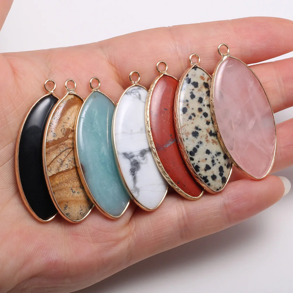 

Natural Stone Pendant Horse Eye Shape Agated Pendant for Jewelry Making Necklace Accessories