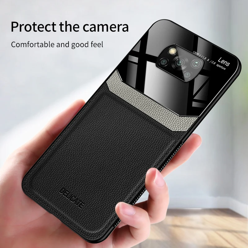 

Phone Case For Xiaomi POCO X3 NFC PC Grained Skin-Pattern Retro Leather Cover For POCO F3 5G M3 M2 F2 Pro X2 PU And Glass Cases