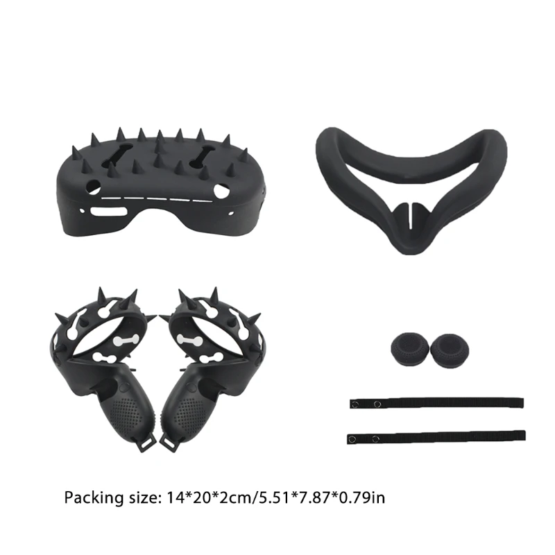

Silicone Front Cover Dustproof Handle Controller Protective Case Hand Grip Strap Set for Quest 2 VR Headset Face Mask Pa