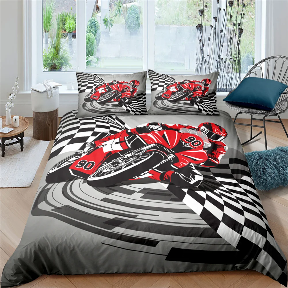 

Motorcycle Pattern Bedding Set Queen 3D Cute Printed Duvet Cover Bedclothes 2/3pcs Home Textiles Luxury High Quality Bedspread