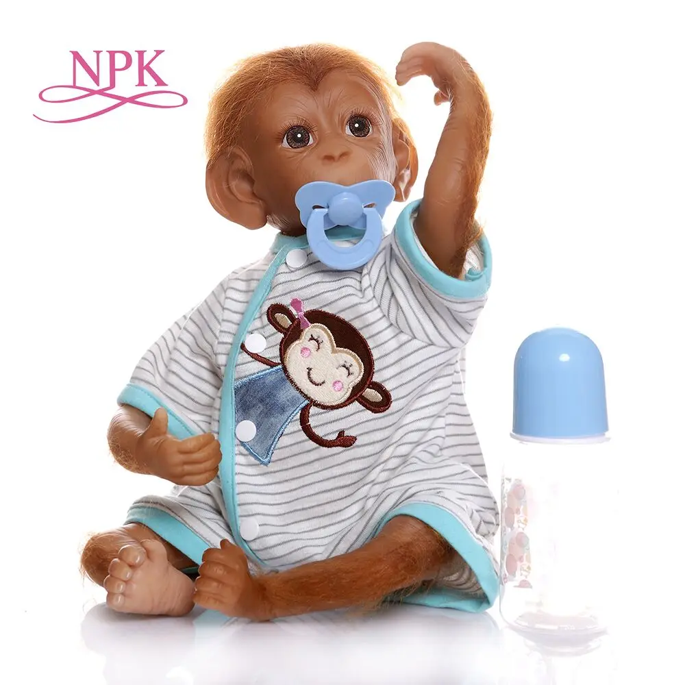 NPK новая очень детальная картина ручной работы 46 см reborn премиe baby Monkey orangutans