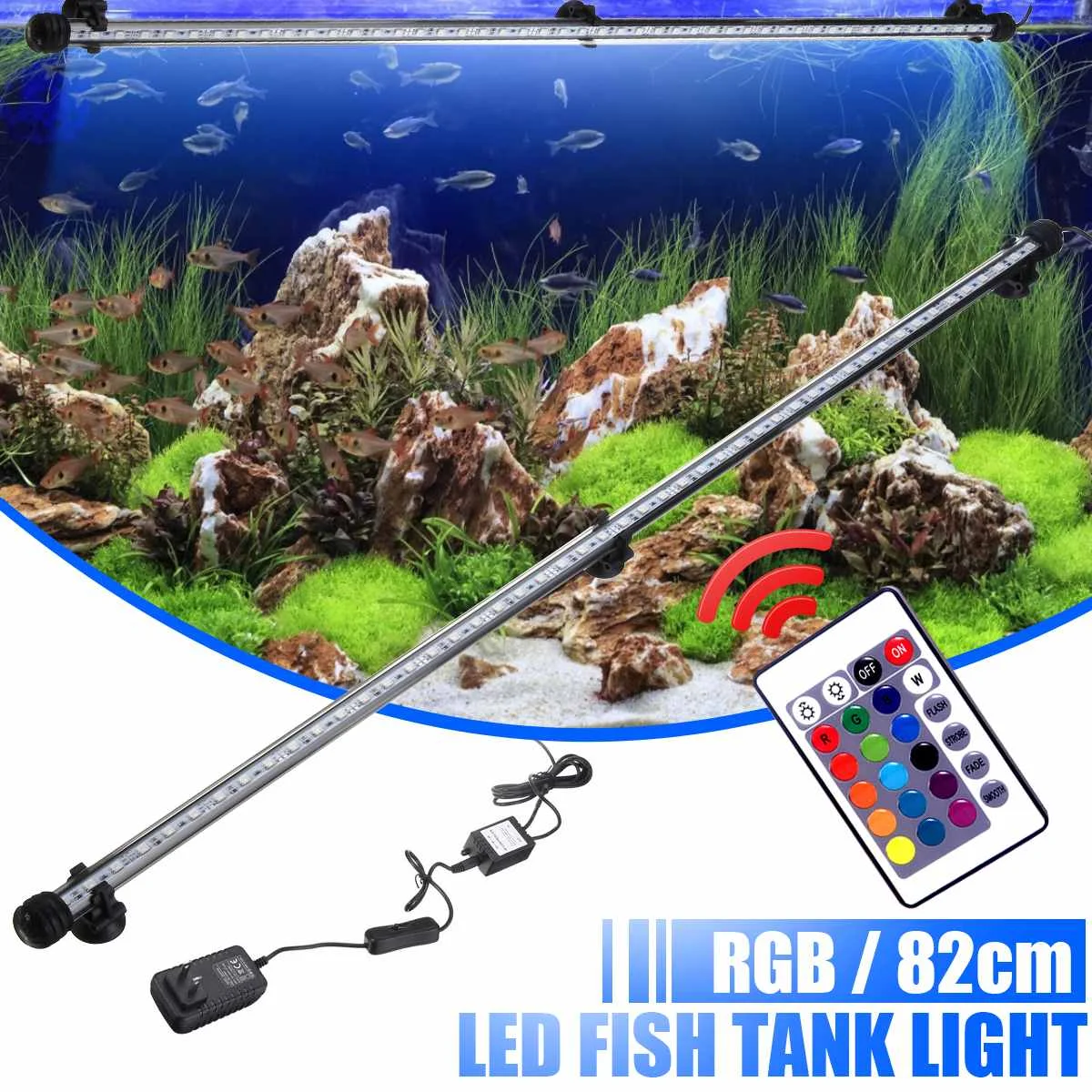 

82CM Aquarium Light LED Waterproof Fish Tank Light Underwater Fish Lamp Aquariums Decor Lighting Plant Lamp 110-240V US Plug