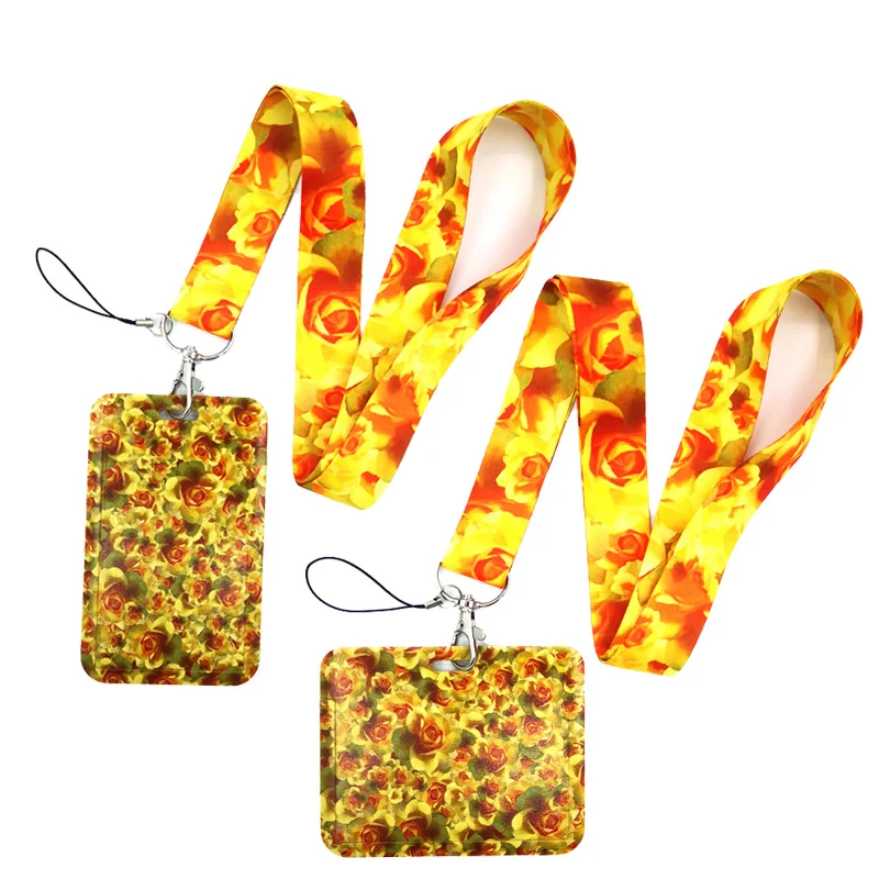 

Держатель для кредитных карт желтого цвета с цветами розы, чехол для студентов и женщин для путешествий, банковских карт, автобусов, визитны...