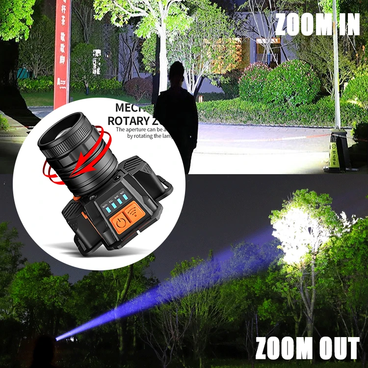 T6 LED Headlamp Sensor Headlight Rechargeable Ultra Bright Long Range Focusing Night Fishing Flashlight Outdoor White Light | Лампы и