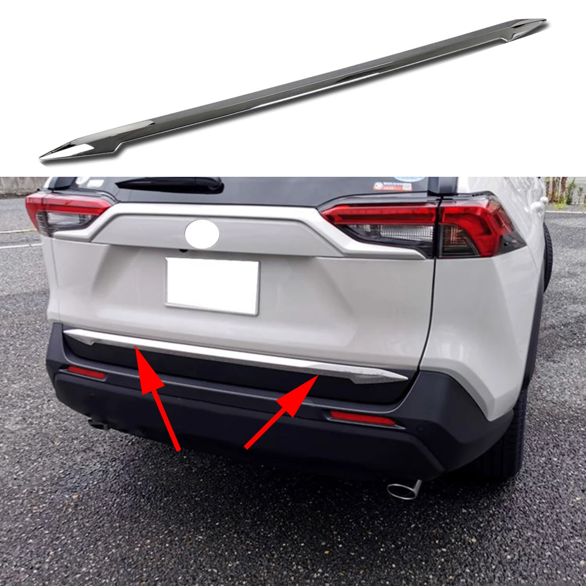 

Chrome Tailgate Trim Accessories Fit For Toyota RAV4 2019 2020 Rear Bumper Sill Protector Guard Cover Frame