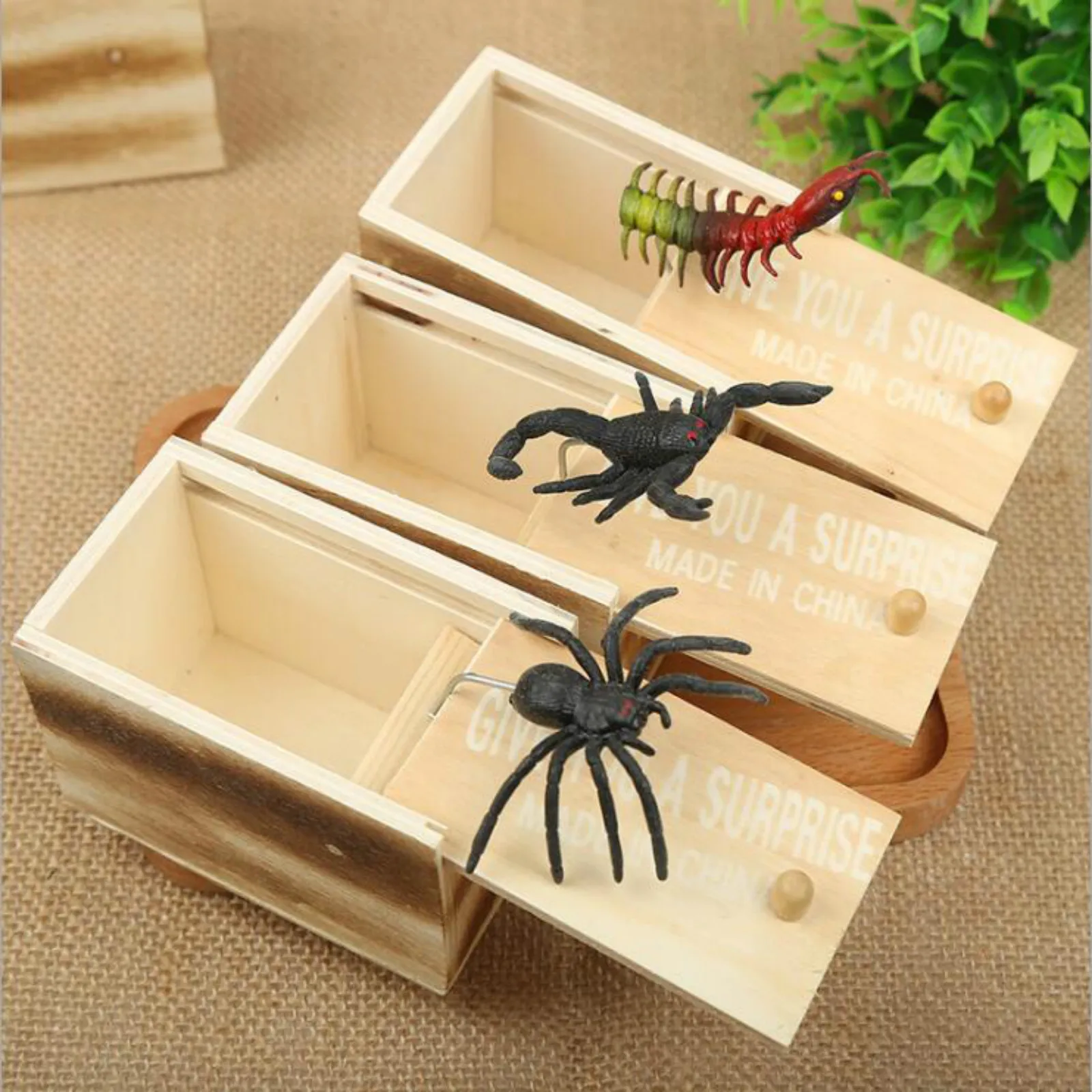 Деревянная розыгрыш паук сороконожка Скорпион пугающая коробка скрытая в чехле