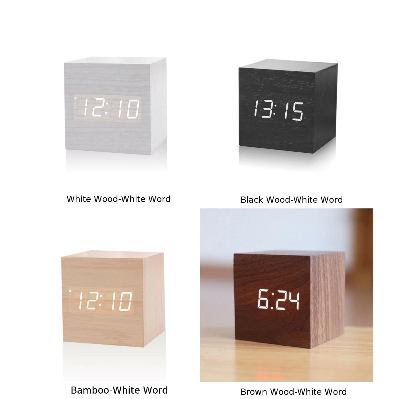 Деревянный куб светодиодный Будильник с голосовым управлением цифровые
