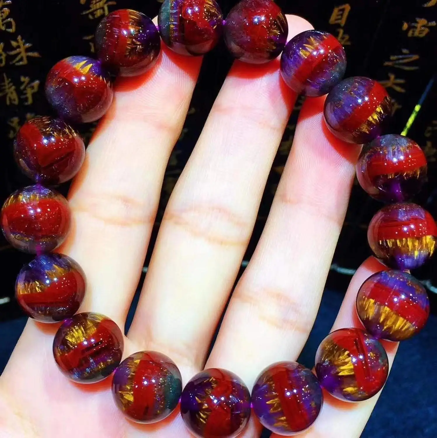 

Natural Auralite 23 Cacoxenite Canada Crystal Bracelet 12.2mm For Women Men Round Beads Stretch Jewelry Genuine AAAAA