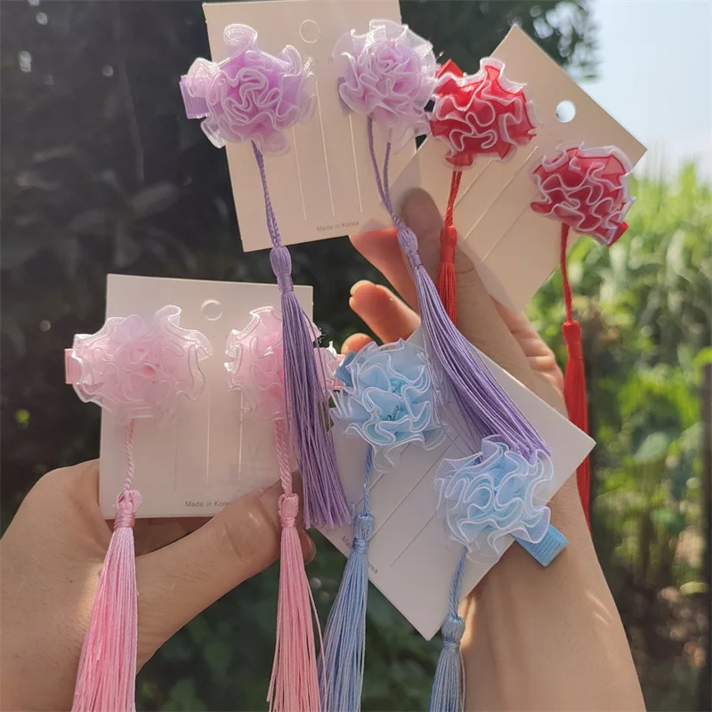 

Childrens Tang suitHan clothing, hair accessorieshair clipsantique accessorieslittle girlsflower head clipstasselsside clips