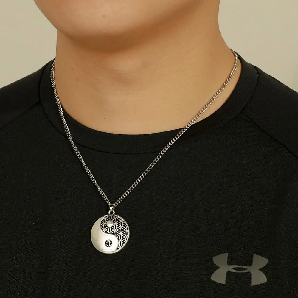 Fishhook Золотой цвет Инь Ян кулон ожерелье даосский сверхъестественный символ