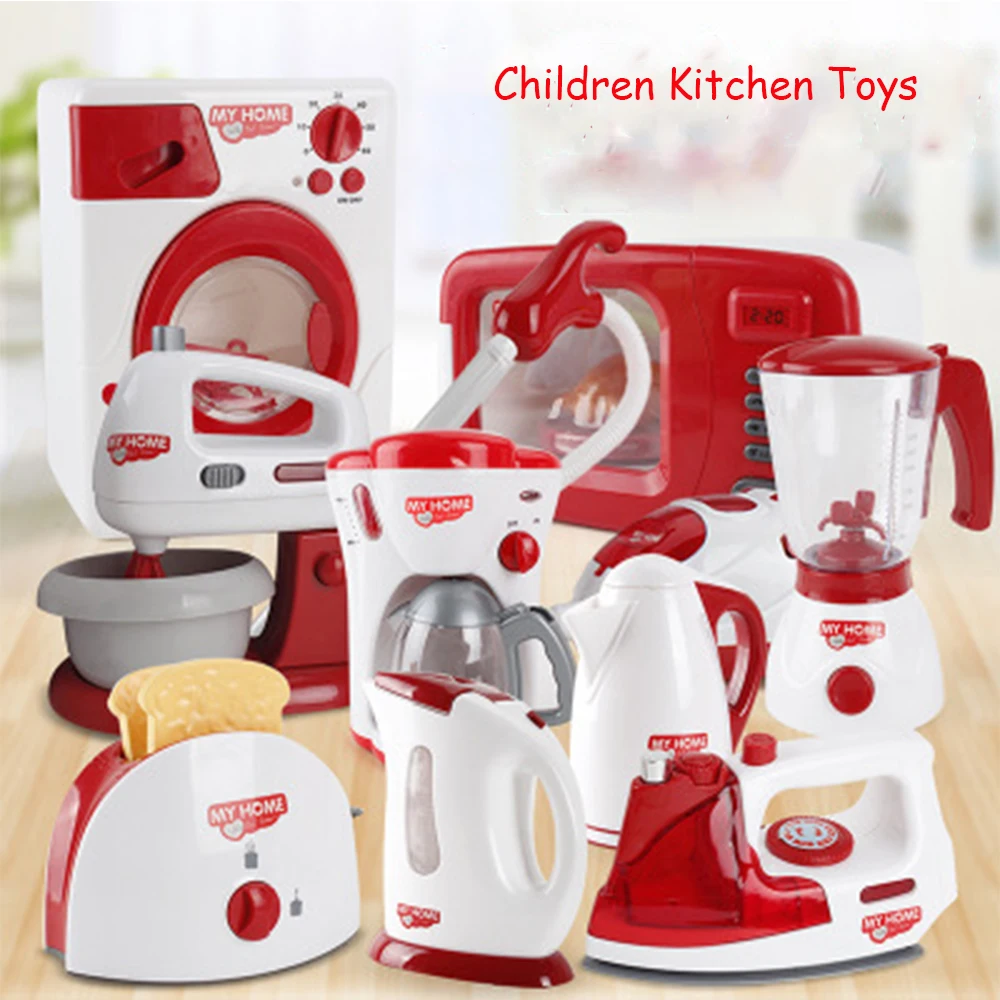 household appliances pretend play kitchen children toys coffee machine toaster blender vacuum cleaner cooker toys for kid toys free global shipping