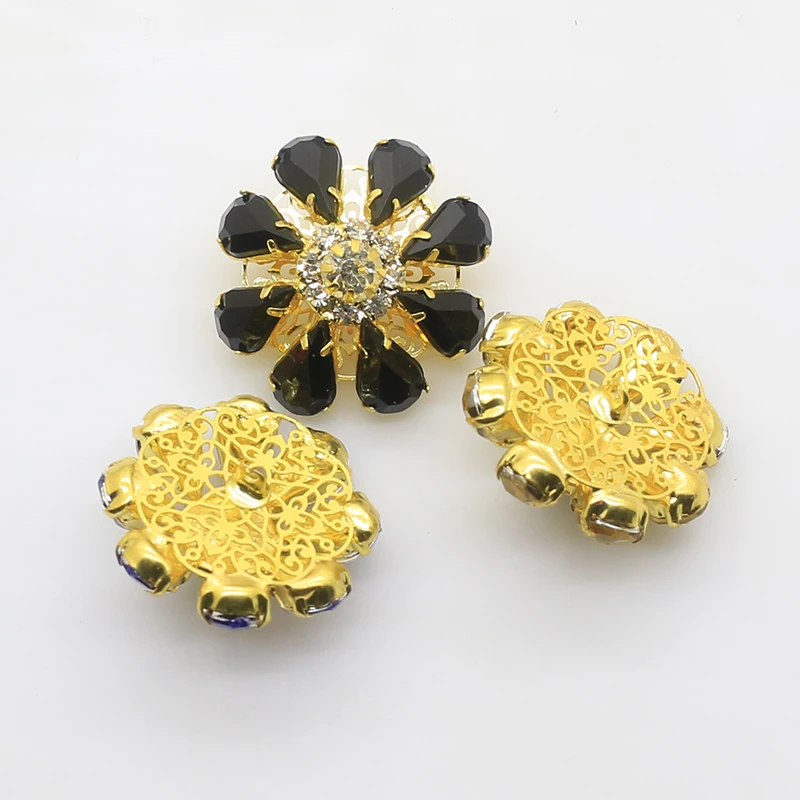 

New 2PCS 25MM Multi-color Metal ButtonWater droplets Rhinestone Wedding Decoration Shiny Matching DIY Bottom buckle Craft Decora
