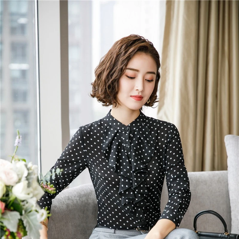 Блузка женская шифоновая с длинным рукавом деловая одежда для работы Униформа