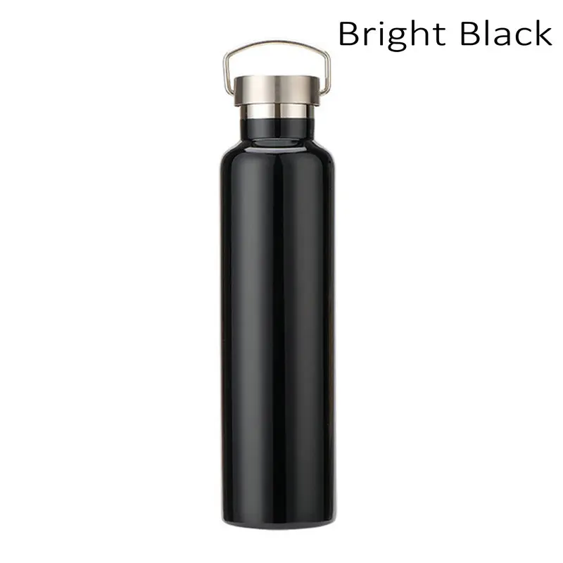 Bright black 350/500/600/750/1000 мл Нержавеющая сталь двойные стенки с вакуумной твердого английского фарфора утепленная Бутылки для воды Кофе чайник путешествия пить вакуум с двойными стенками из нержавеющей стали - Цвет: Bright black