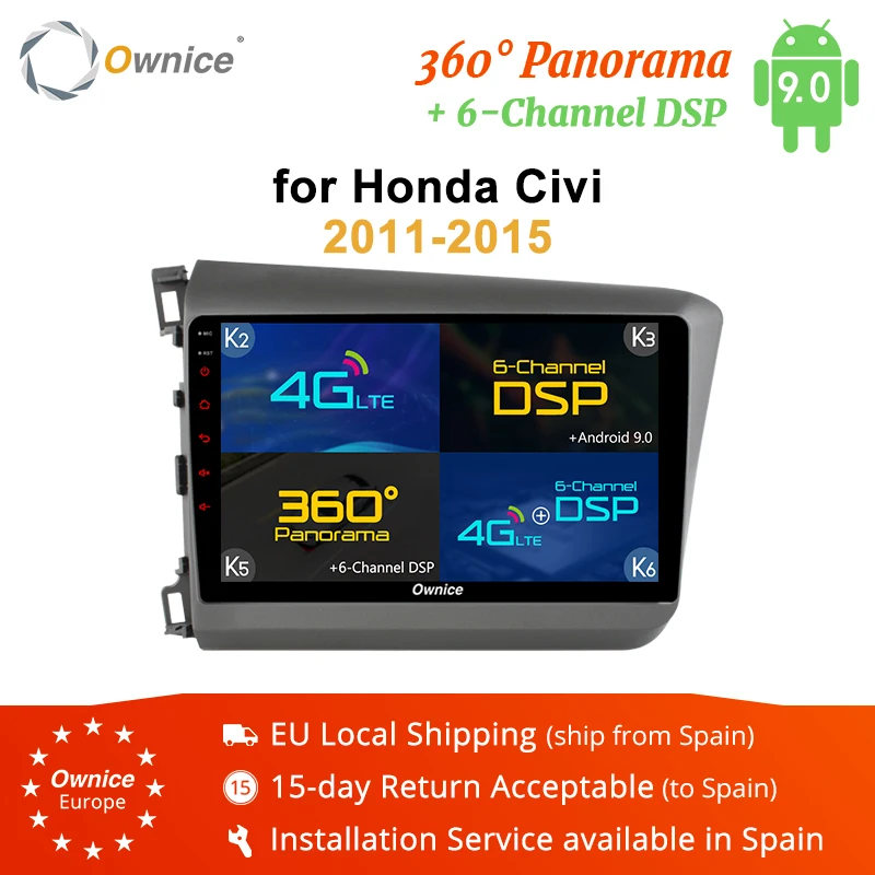 Ownice K1 K2 K3 K5 K6 Android 9 0 Восьмиядерный 2 Гб ОЗУ для HONDA CIVIC 2011 2015 автомобильное радио Navi