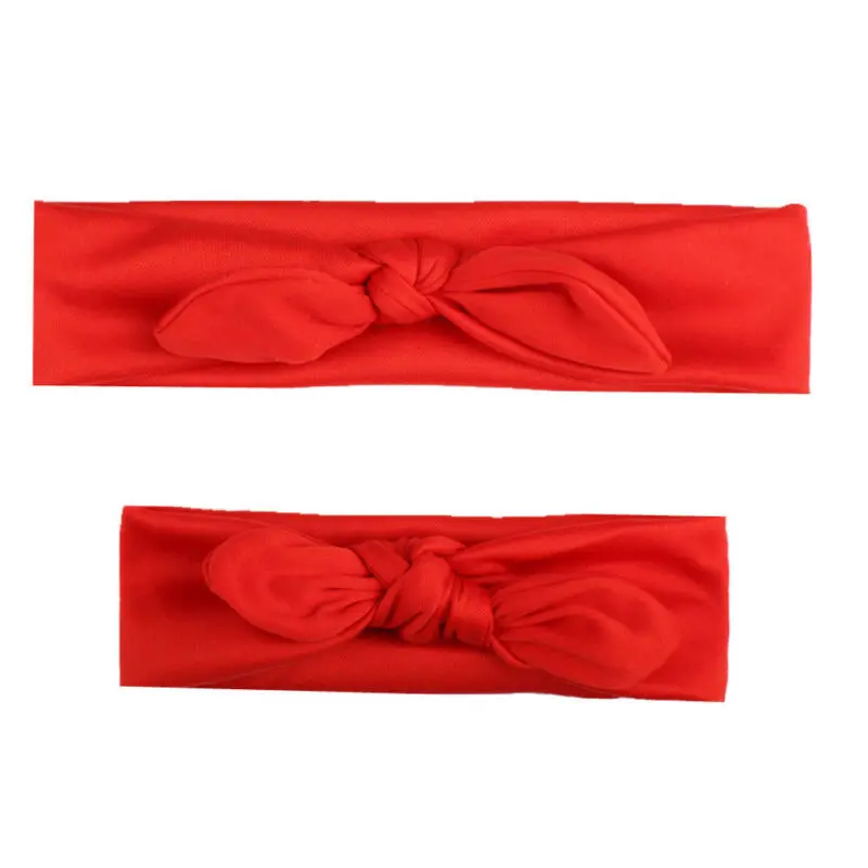 Женская однотонная повязка на голову в стиле бохо с бантом для мамы и девочки